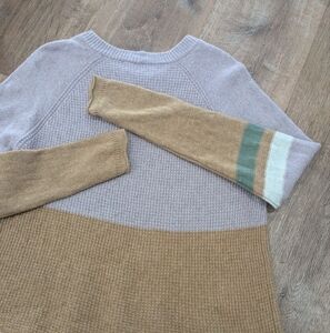 Madewell Colorblock Sweater in Tan, Cream, and Green